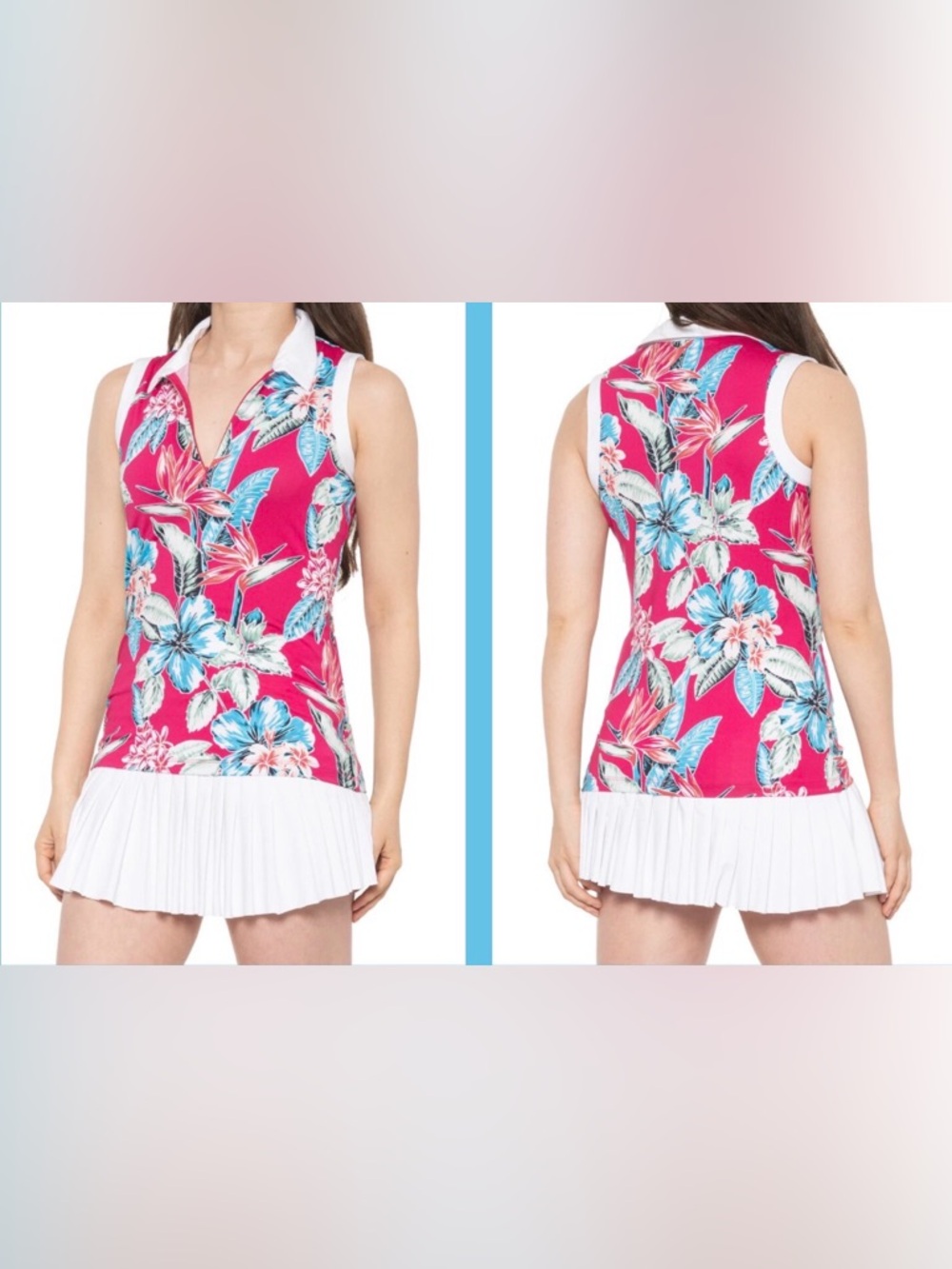 Tommy Bahama Golf Womens Sleeveless Top 1/4 Zip Tropical
Floral Sz L $89